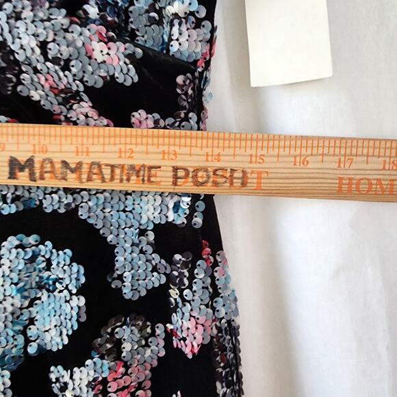 DRESS the POPULATION Women's S Allison Black Velvet Dress Sequins Midi NWT - Picture 7 of 11